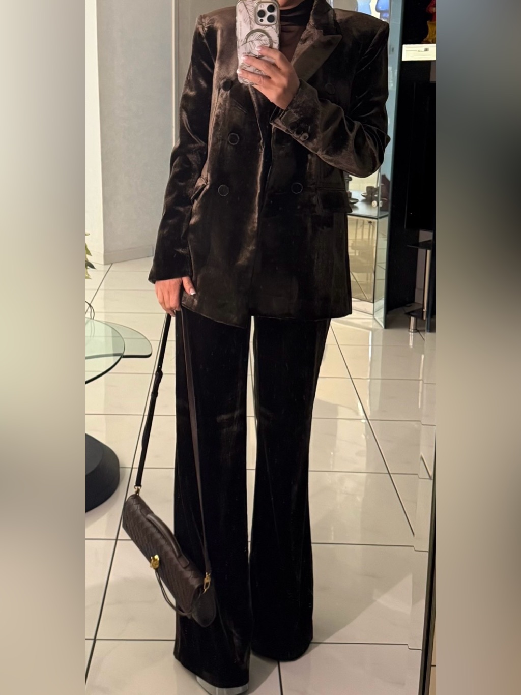 Mango Brown Velvet Pants And Blazer